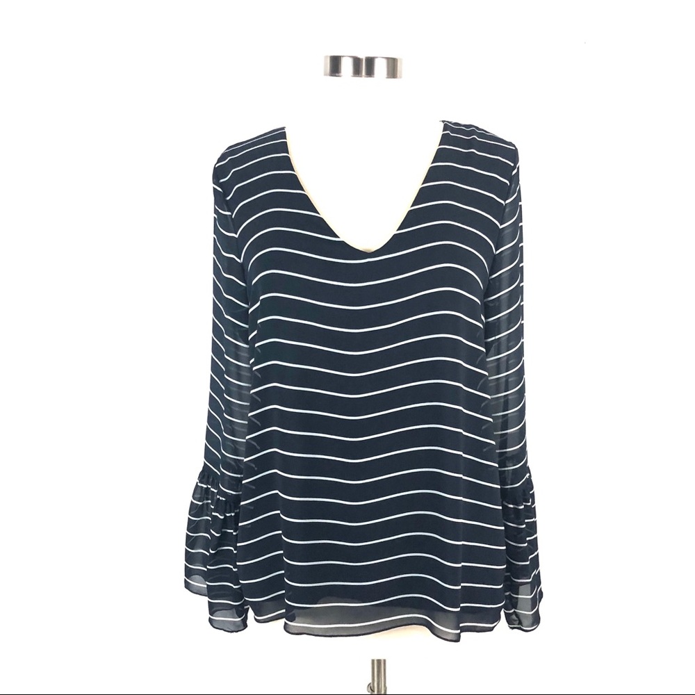 NWOT Banana Republic navy stripe blouse M